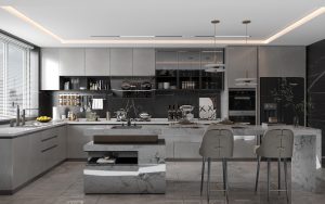 Tủ bếp nhựa Bento vân đá