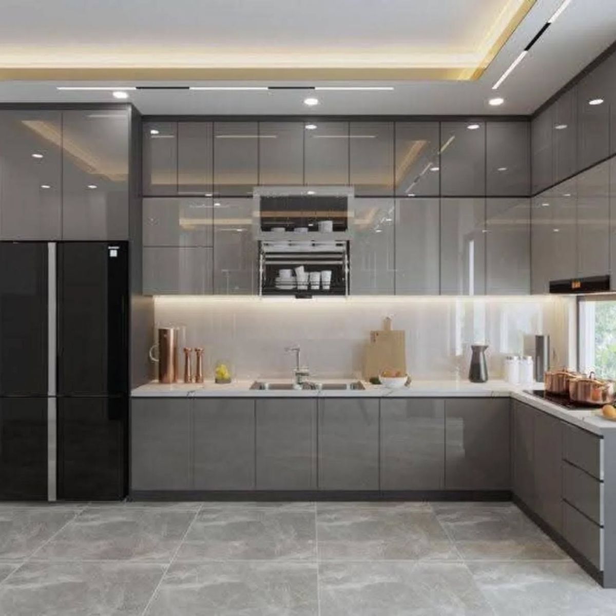 Tủ bếp nhựa Bento kịch trần đồng bộ