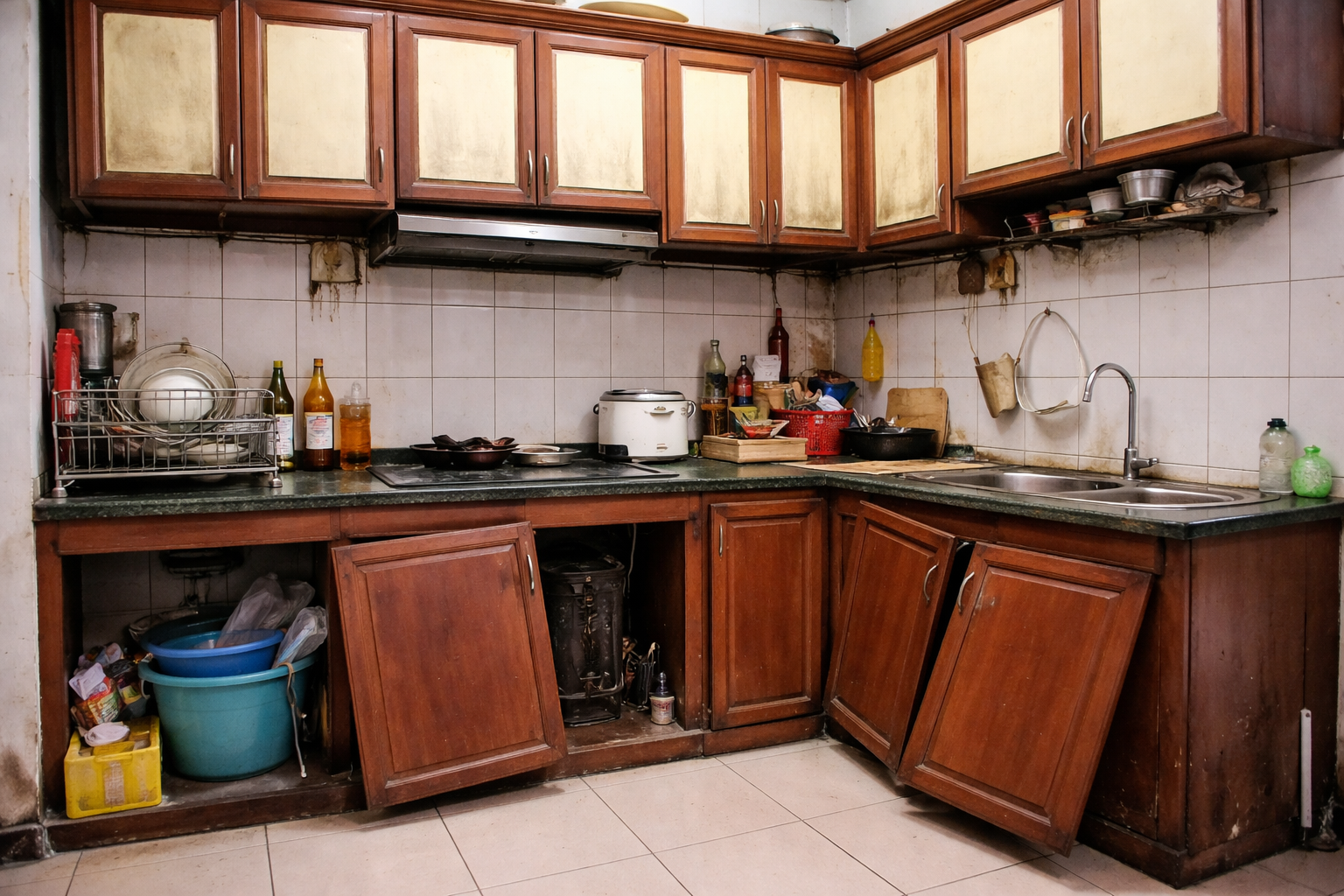 Tủ bếp nhựa xệ cánh 