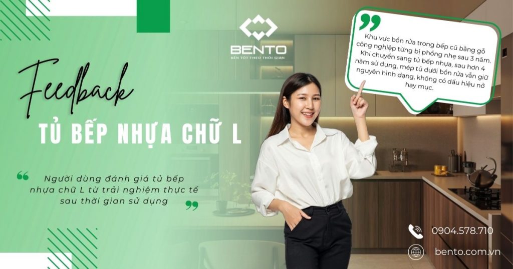 Người dùng đánh giá tủ bếp nhựa chữ L từ trải nghiệm thực tế sau thời gian sử dụng