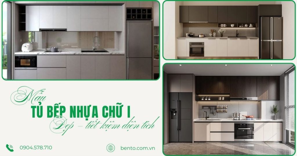 Tổng hợp mẫu tủ bếp nhựa chữ I đẹp, tiết kiệm diện tích cho căn hộ và nhà nhỏ