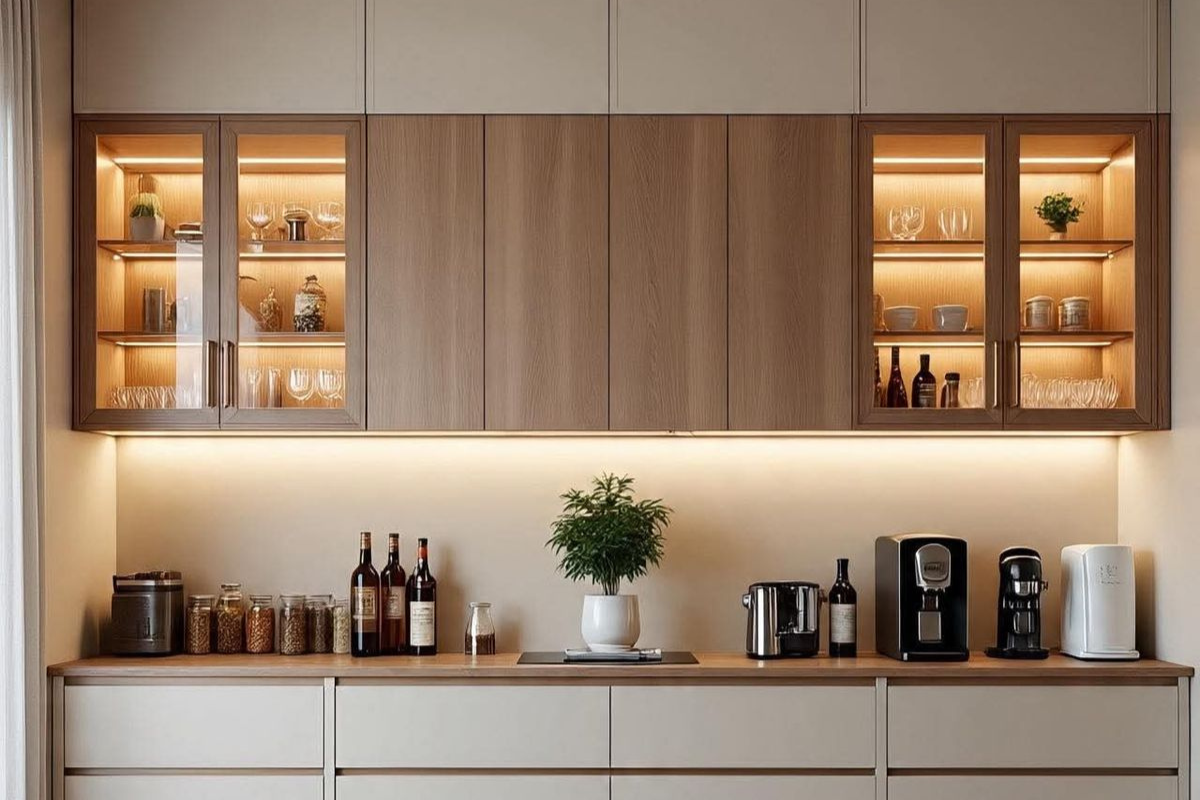 Tủ bếp nhựa kết hợp cánh acrylic