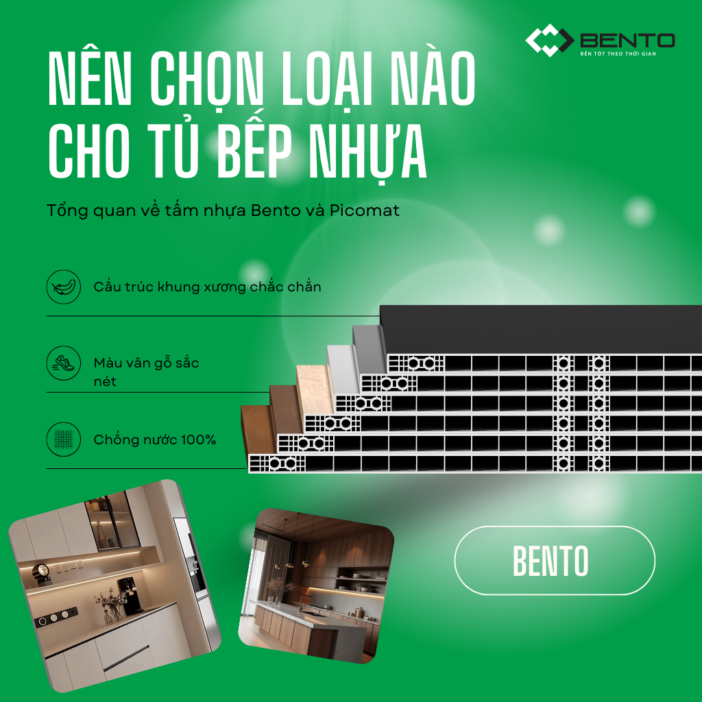 TỦ bếp nhựa Picomat và tủ bếp nhựa Bento, nên chọn loại nào cho tủ bếp nhựa