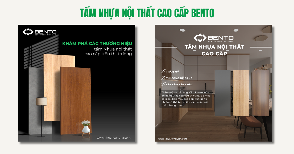 So sánh tấm nhựa BENTO và Chinhuei Plus về cấu trúc cốt nhựa, độ ổn định màu, khả năng chống ẩm và độ bền khi ứng dụng nội thất, giúp người đọc chọn đúng vật liệu phù hợp nhu cầu sử dụng