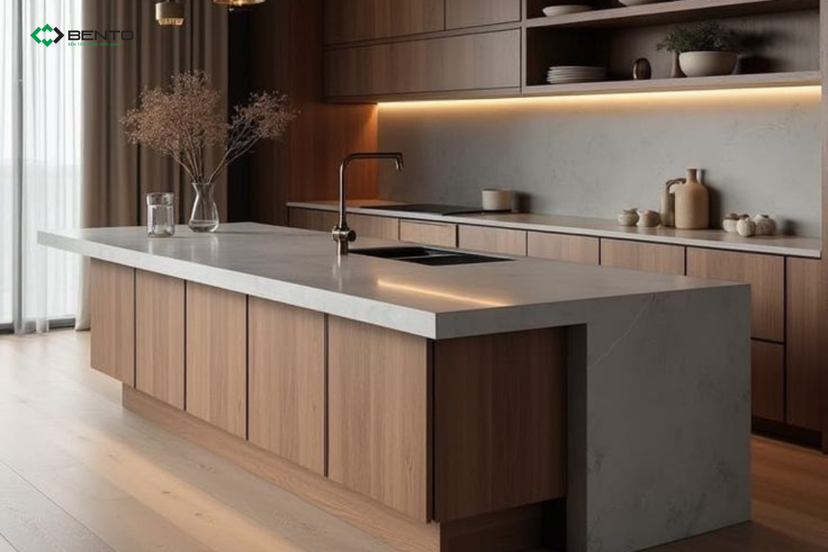 Tủ bếp nhựa giả vân gỗ tự nhiên