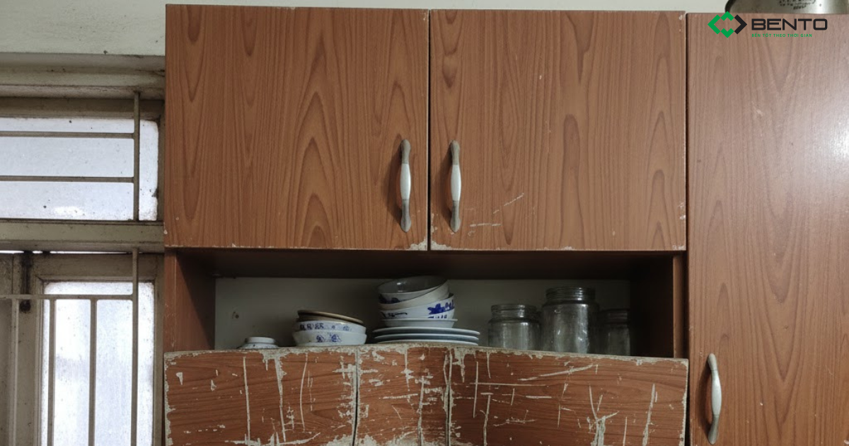 Tủ bếp nhựa xệ cánh