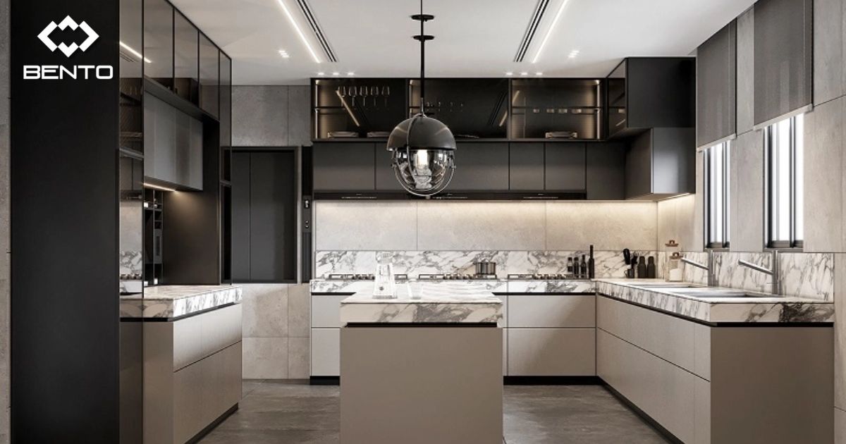 Tổng hợp các mẫu tủ bếp nhựa có bàn đảo đẹp, phù hợp xu hướng thiết kế bếp hiện đại năm 2026