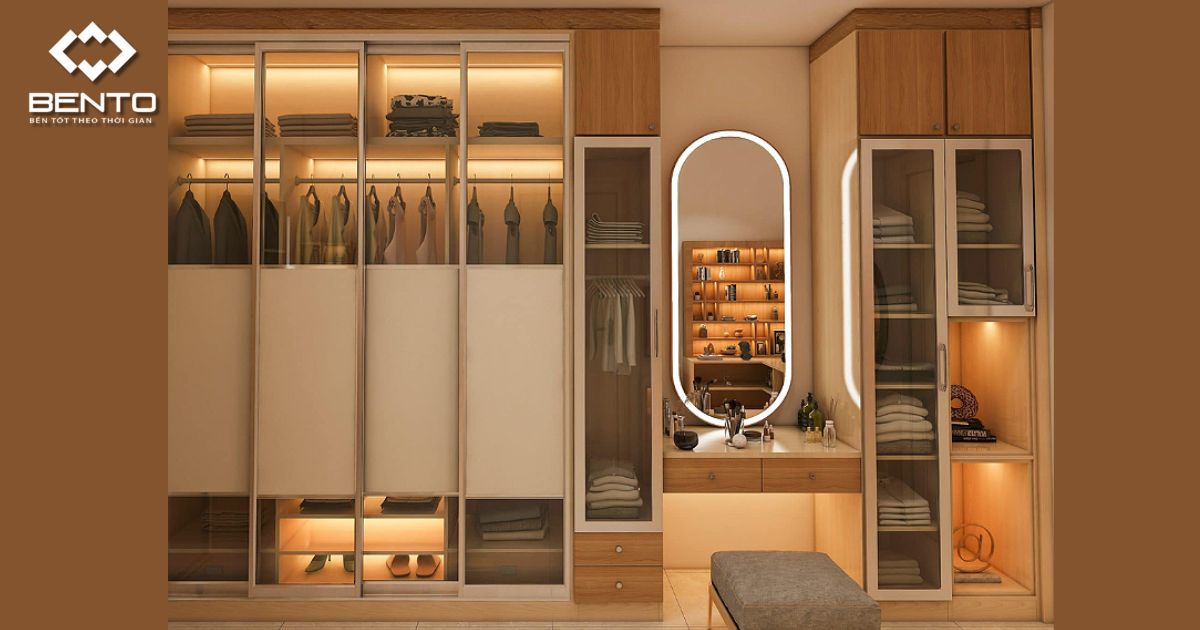 Mẹo bố trí tủ quần áo nhựa kết hợp bàn trang điểm giúp tối ưu không gian phòng ngủ, tăng tính thẩm mỹ