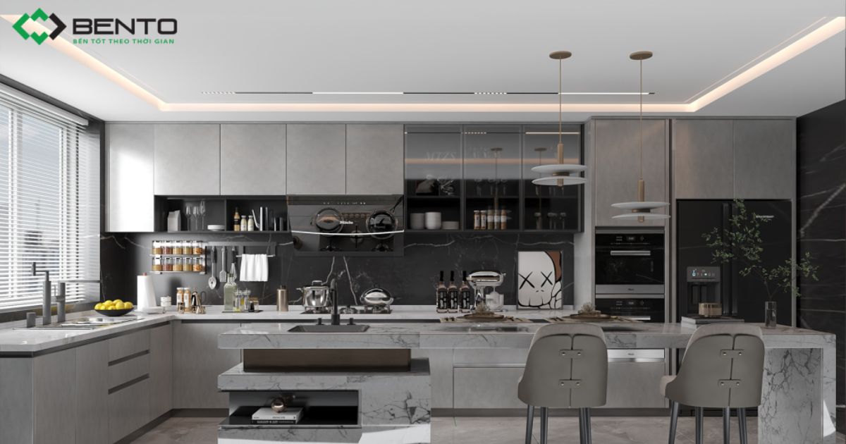 Phân tích ưu nhược điểm khi làm bếp đảo trong bộ tủ bếp nhựa và những lưu ý khi thiết kế