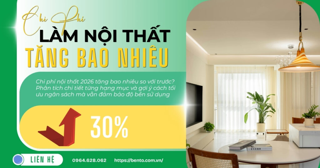 Chi phí nội thất 2026 tăng bao nhiêu so với trước? Phân tích chi tiết từng hạng mục và gợi ý cách tối ưu ngân sách mà vẫn đảm bảo độ bền sử dụng.