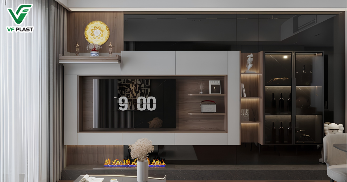 Tìm hiểu các hạng mục như tủ bếp, tủ quần áo, vách ngăn, kệ trang trí có thể sử dụng tấm nhựa VF hiệu quả.